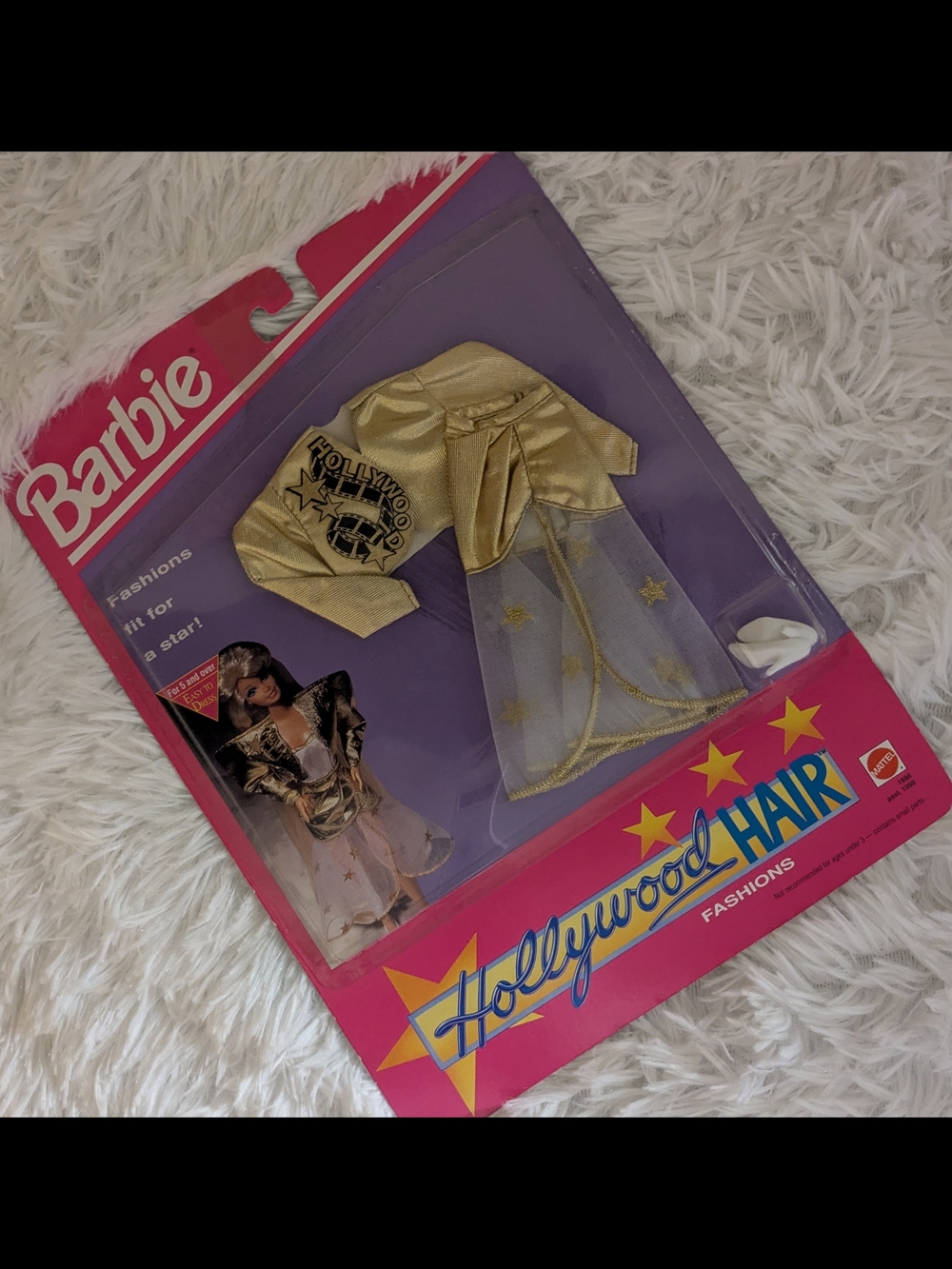 🩷 Vintage Barbie Gold Metallic Top with Sheer Star Skirt Outfit From The 90's!